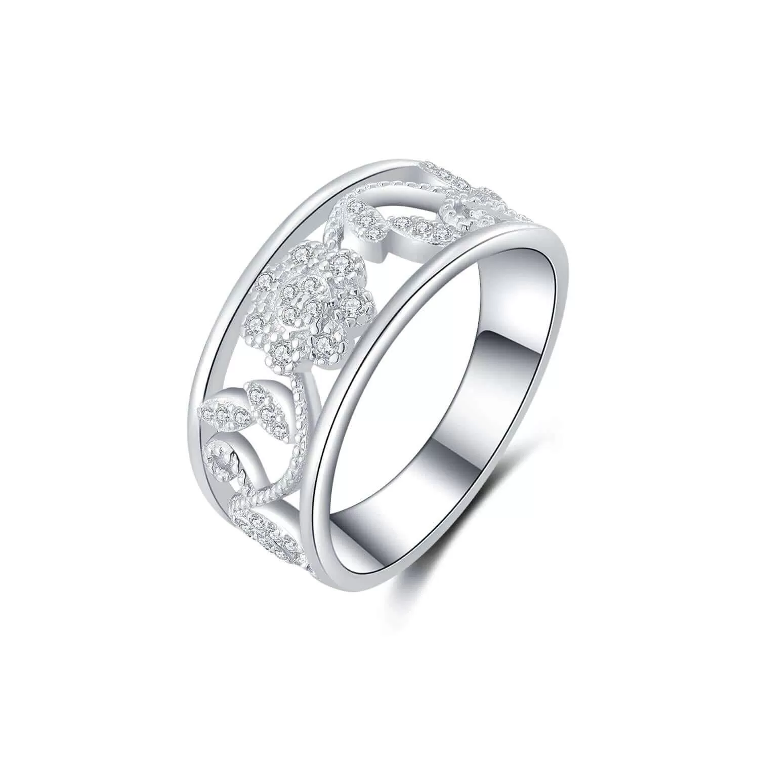 Carved Ring 18ct White Gold Plated Vermeil