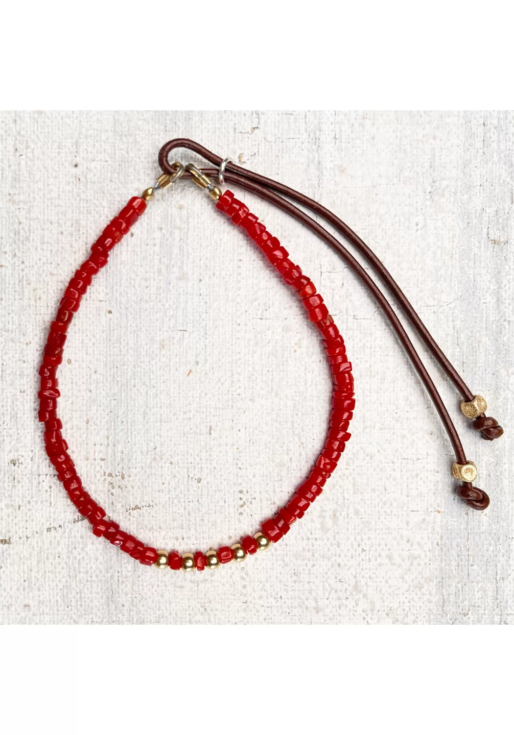 Catherine Michiels Aida Red Coral Heishi Bead Bracelet