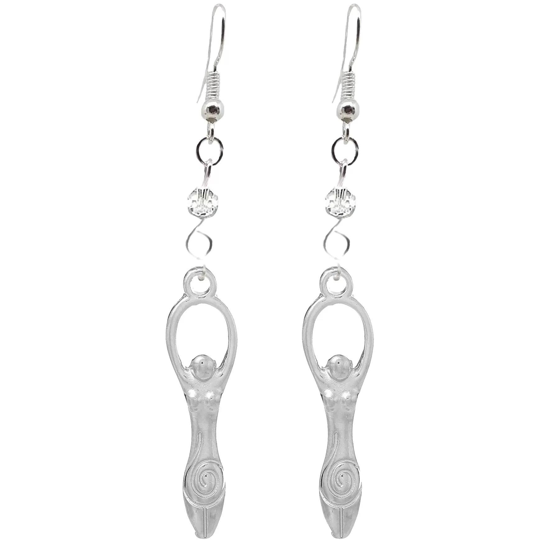 Celestial Celtic Pagan Wicca Wiccan Goddess Charm with Silver Plated Metal Ear Hook Dangle Earrings