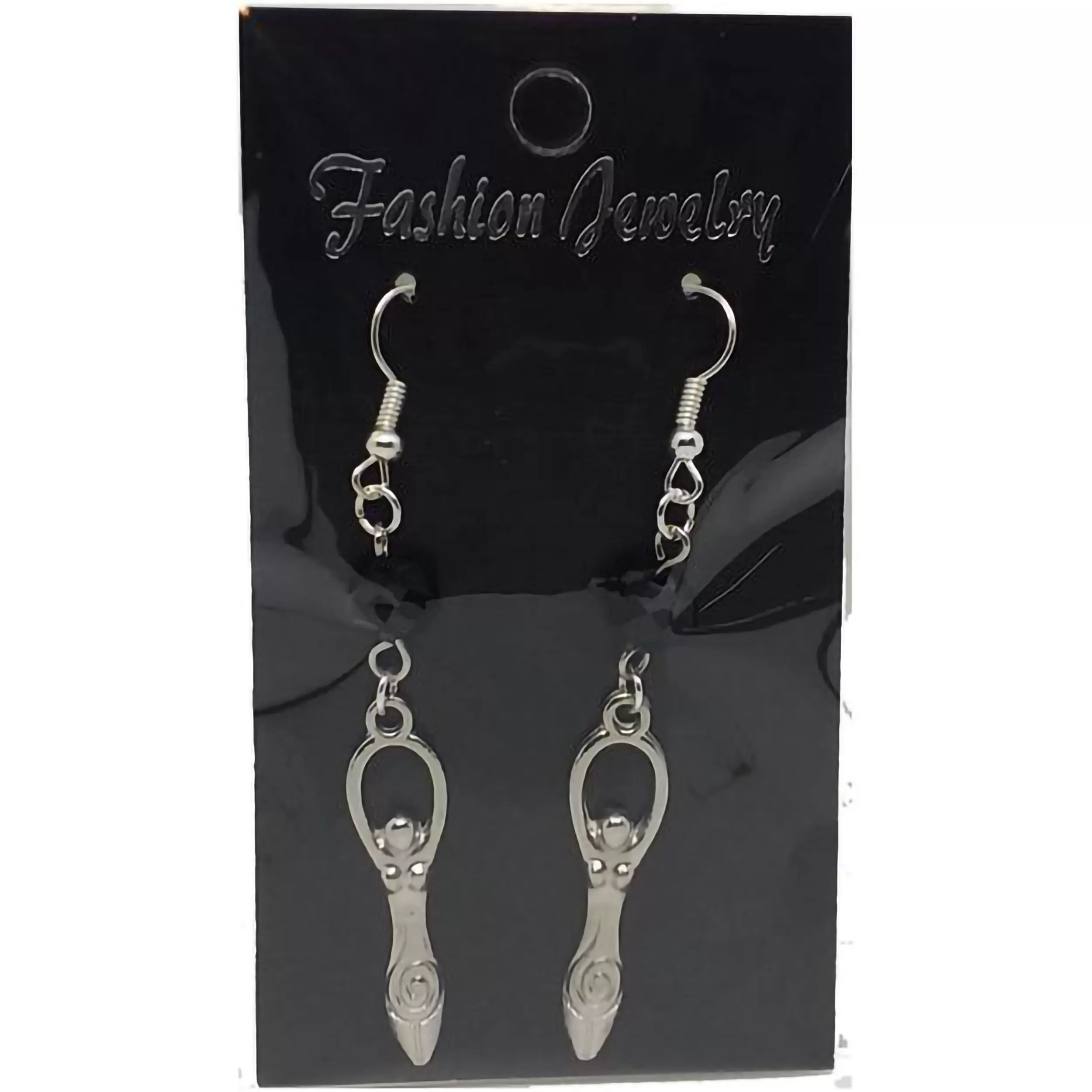 Celestial Celtic Pagan Wicca Wiccan Goddess Charm with Silver Plated Metal Ear Hook Dangle Earrings