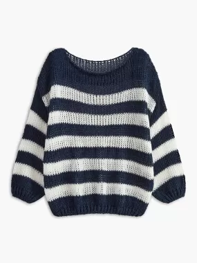 Crew Neck Striped Soft Sweater