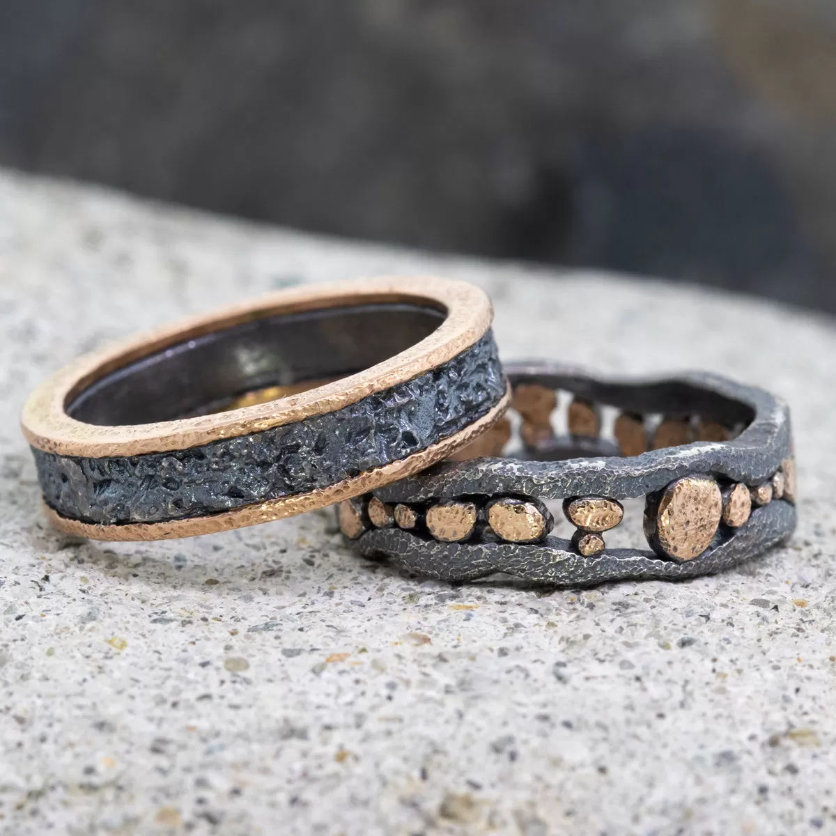 Custom River Pebbles Band with wavy edges