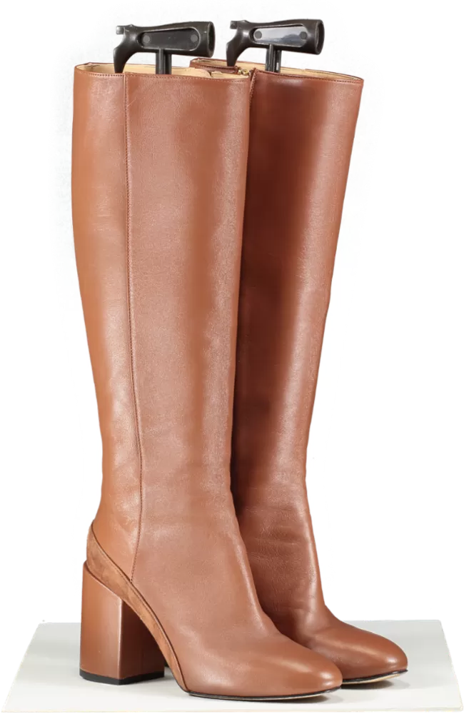 Dear Frances Tan Brown Leather / Suede Elle Knee High Boots UK 5 EU 38 👠