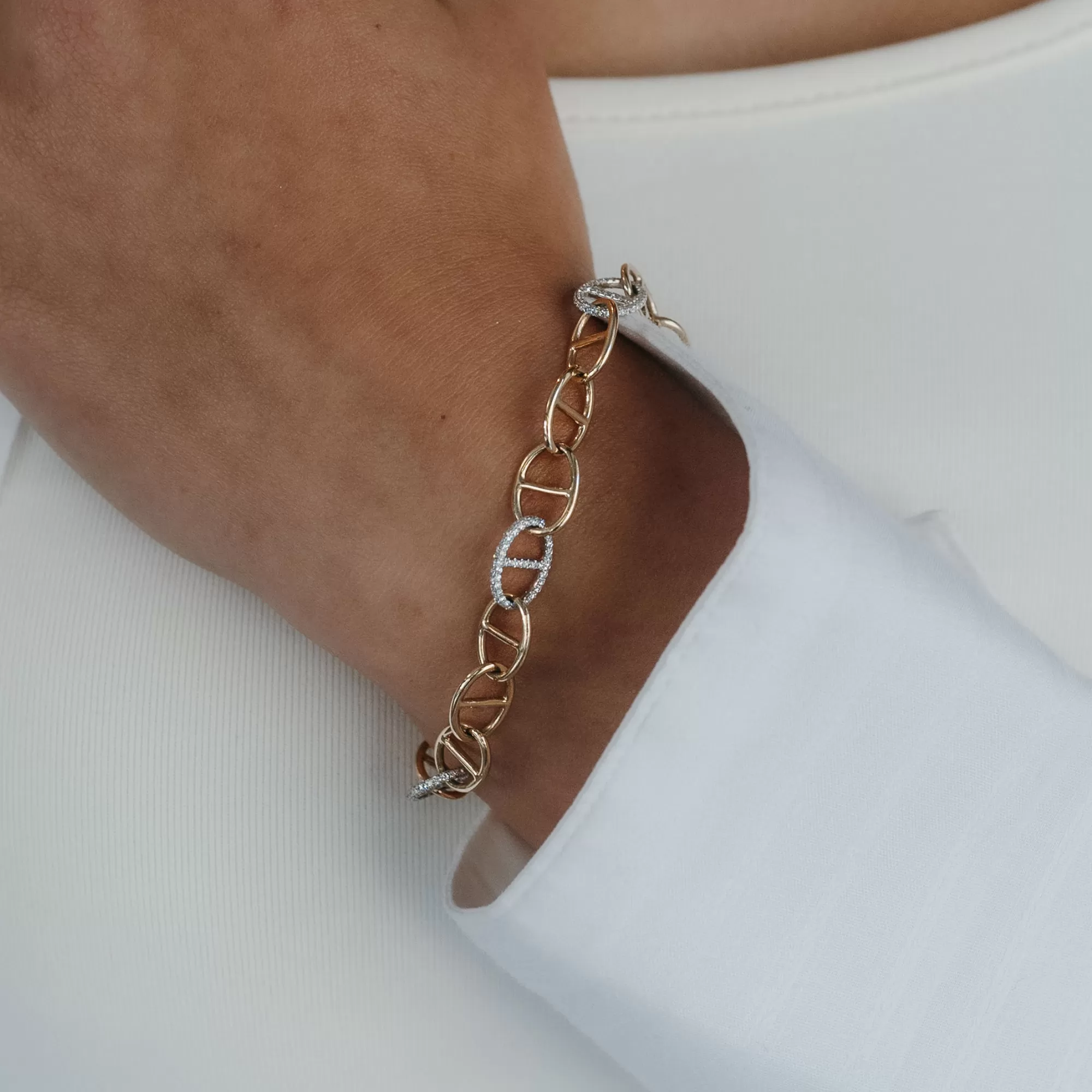 Diamond Anchor Link Bracelet