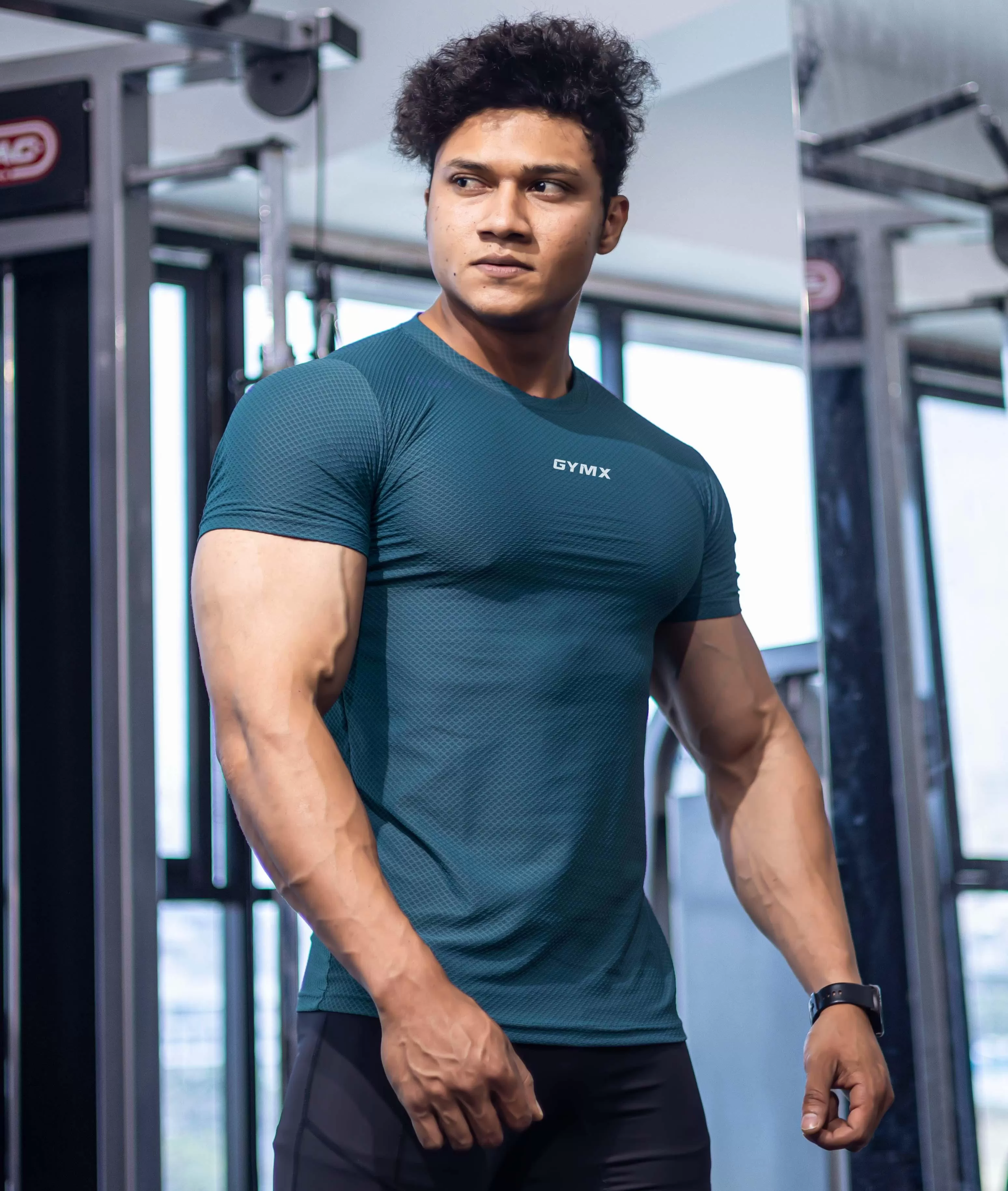 Diamond Cut GymX Tee: Aqua Blue