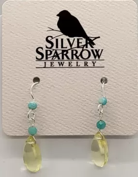 Earrings, Lemon Quartz & Peruvian Opal Dangle