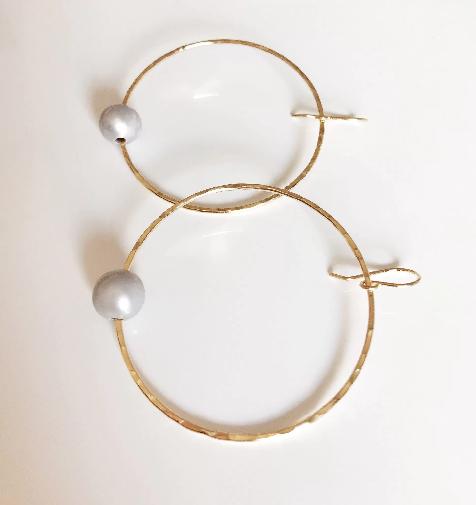 Earrings Moana - silver pearls (E369)