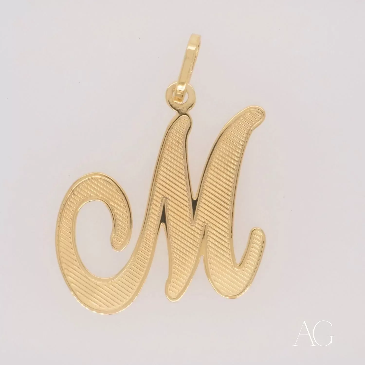 Elegant 18k Gold Letter M Pendant