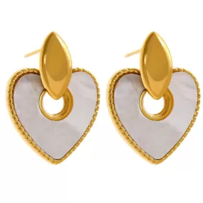 Elegant Natural Shell Heart Stainless Steel Stylish Delicate Earrings