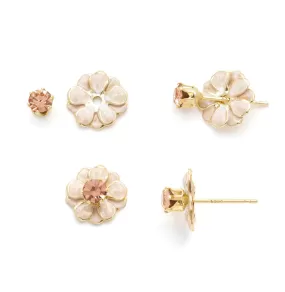 Enamel Flower Earring - Ivory/Gold