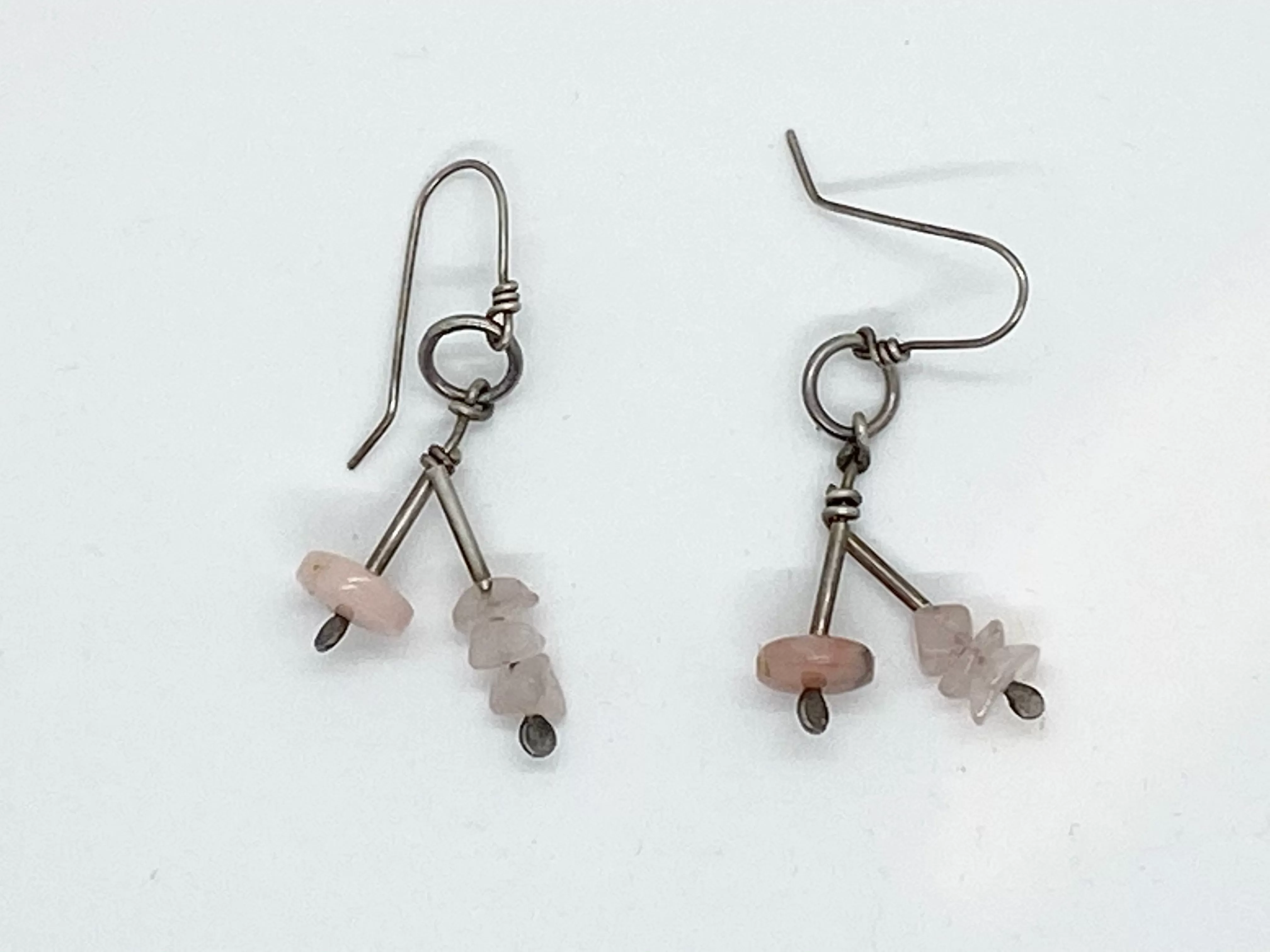 Erin Austin earrings, #188 Branch rose quartz