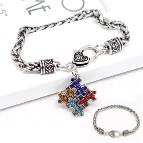 Fashion Women Bracelets & Bangles Alloy Enamel Autism Awareness  Piece Autistic charm bracelet Girl Jewelry