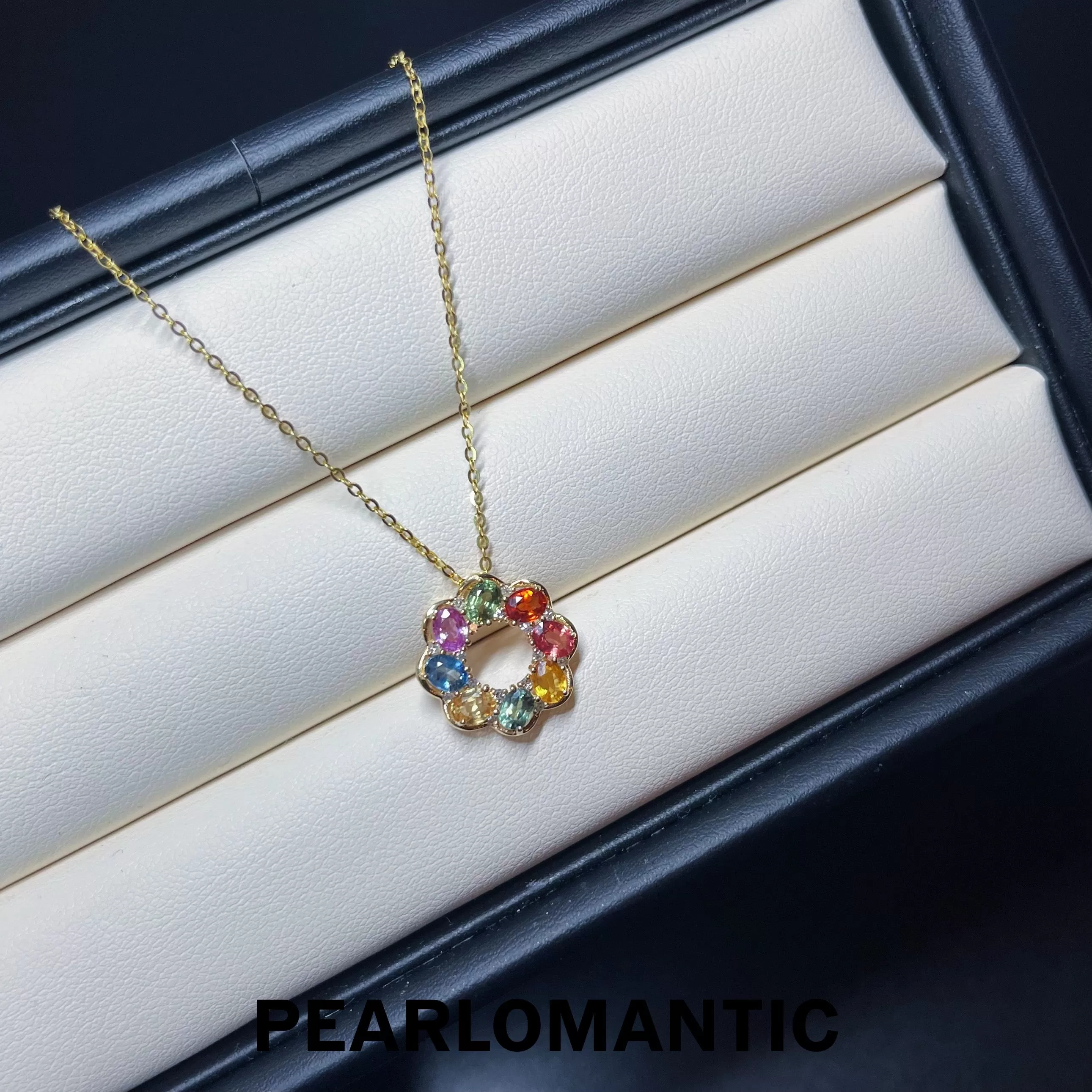 [Fine Jewelry] Multi-Color Sapphire 2.1ct & Diamond 0.09ct Pendant w/ 18k Gold