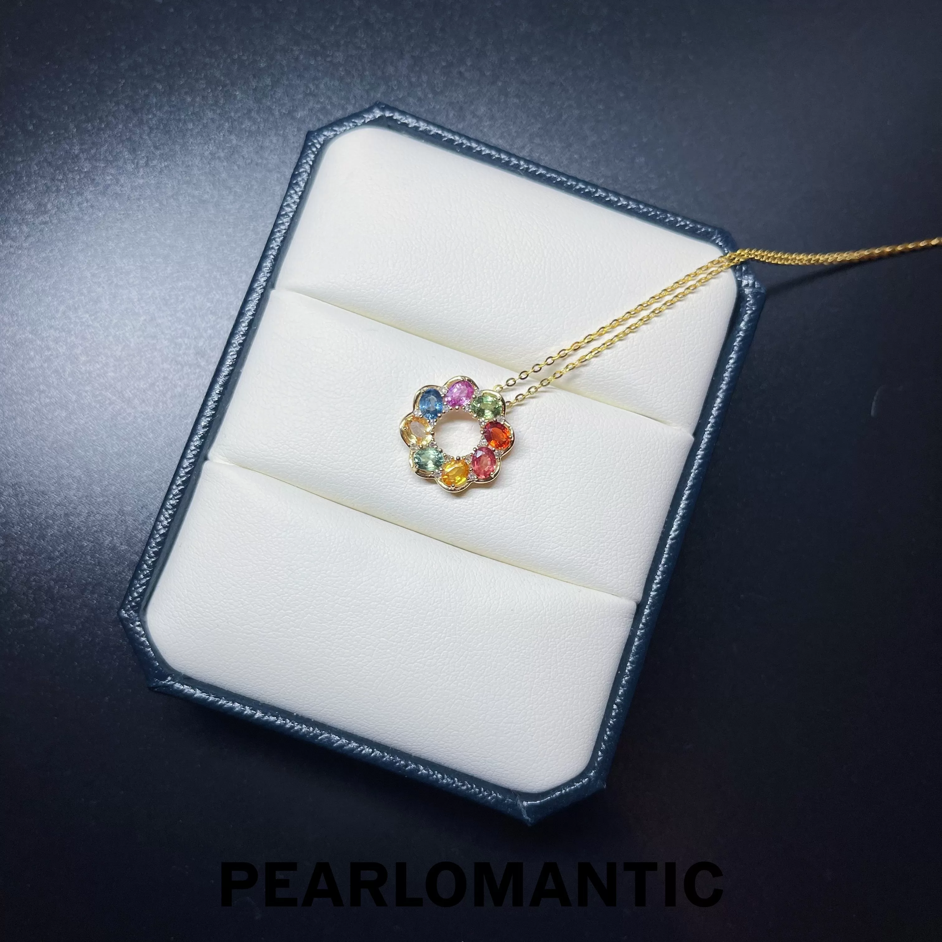 [Fine Jewelry] Multi-Color Sapphire 2.1ct & Diamond 0.09ct Pendant w/ 18k Gold