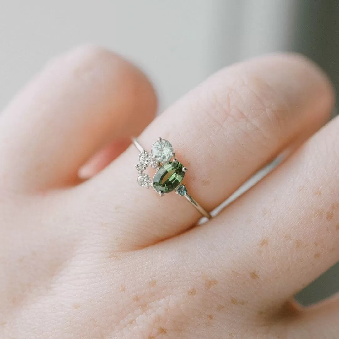 Forest Magic Princess Creative Tiny Green Peridot Ring