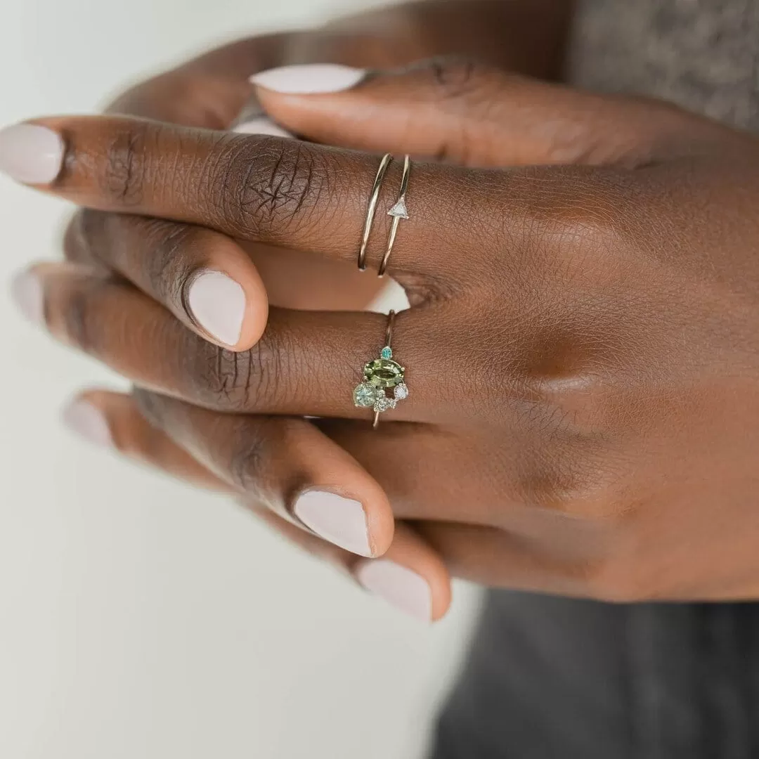 Forest Magic Princess Creative Tiny Green Peridot Ring