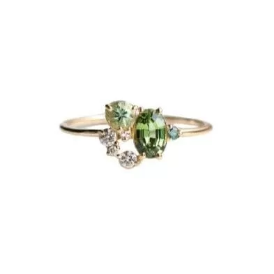 Forest Magic Princess Creative Tiny Green Peridot Ring