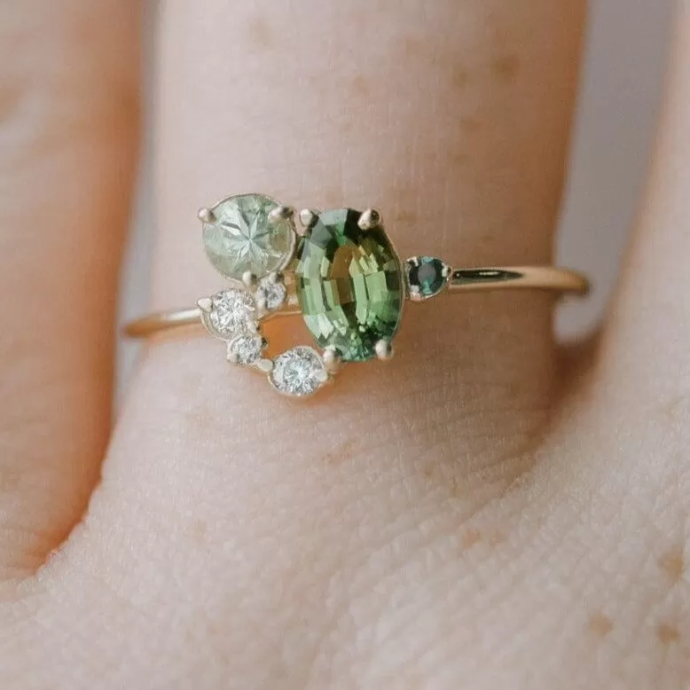 Forest Magic Princess Creative Tiny Green Peridot Ring