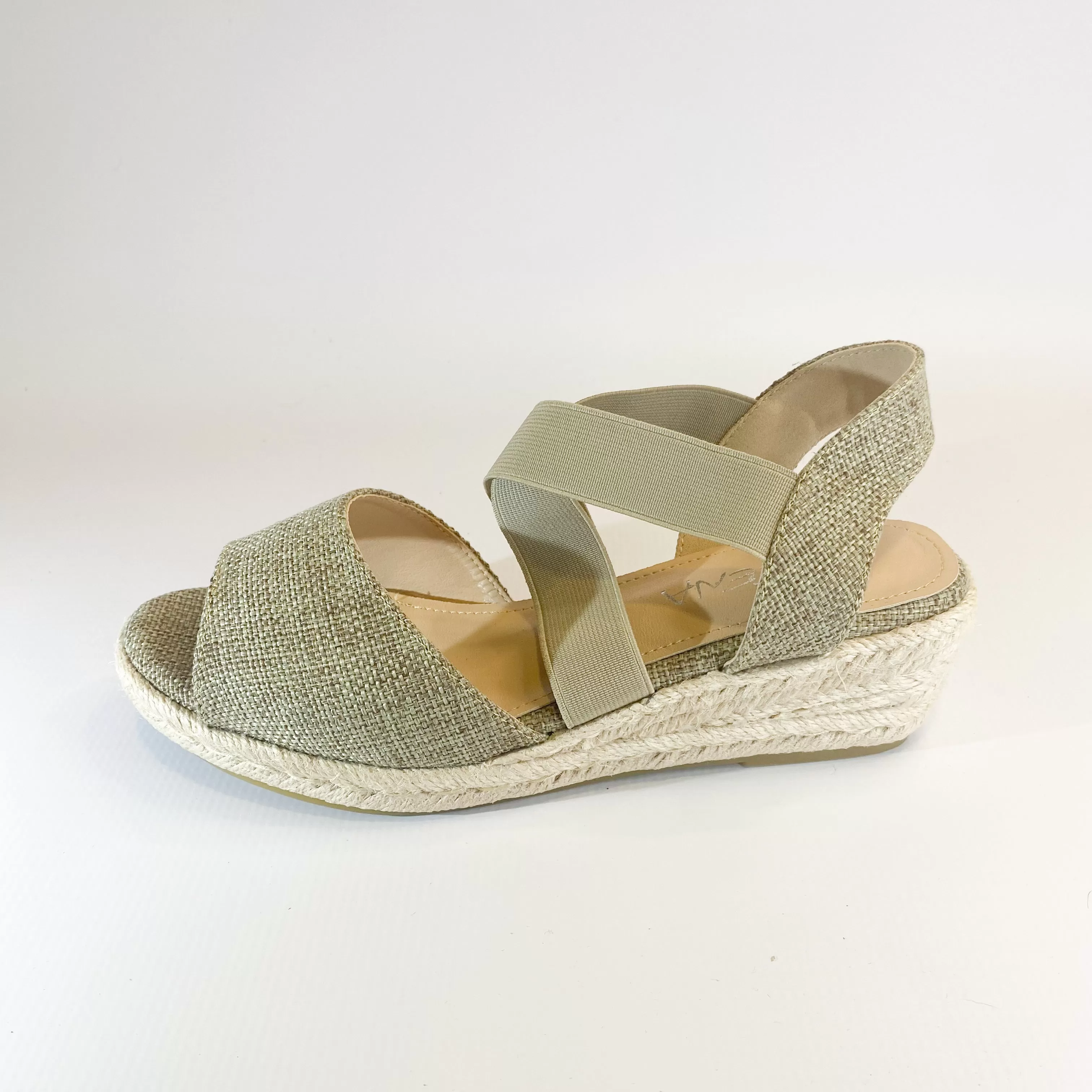 Geena taupe elasticated wedge