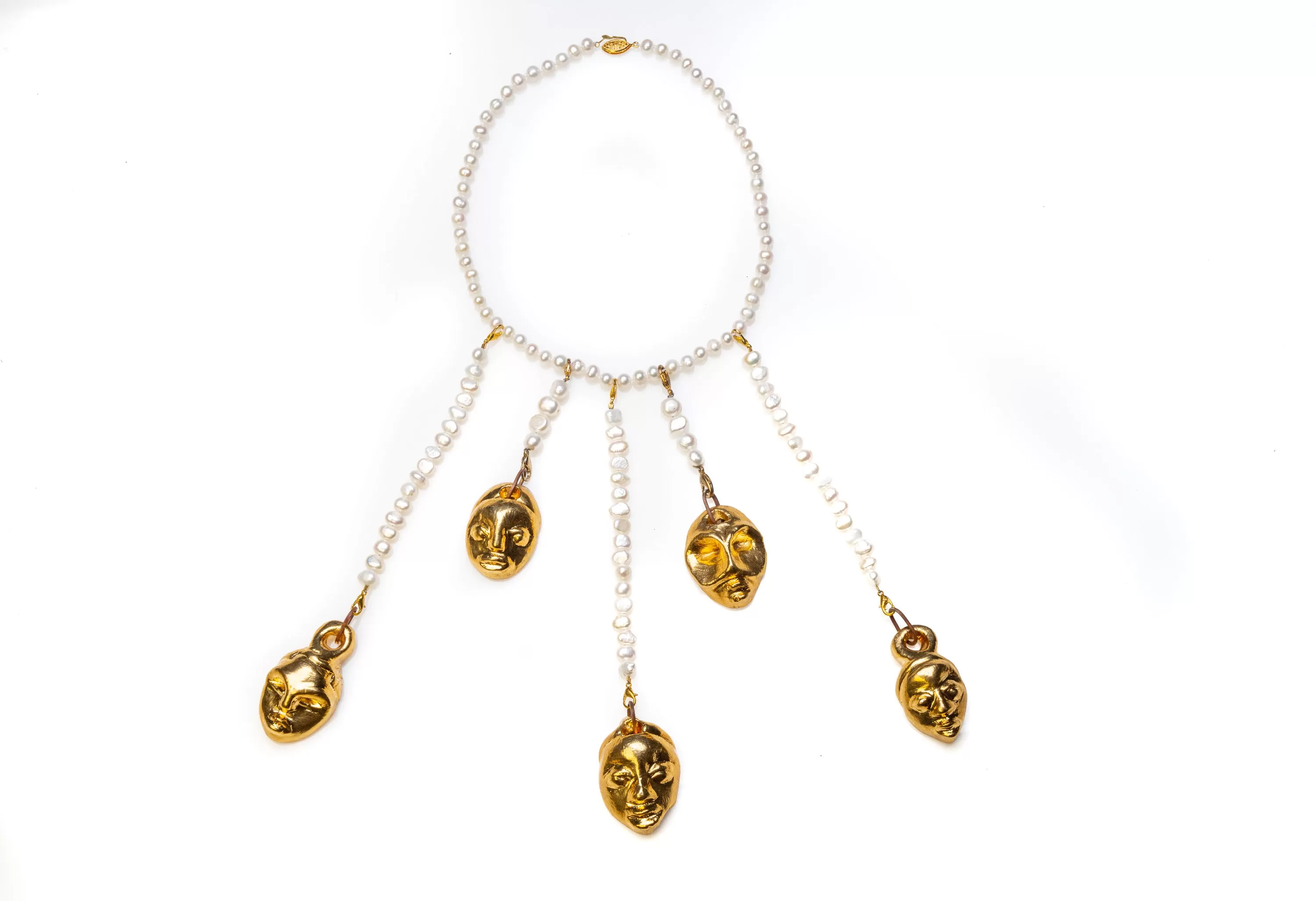 Golden Faces Freshwater Pearl Necklace