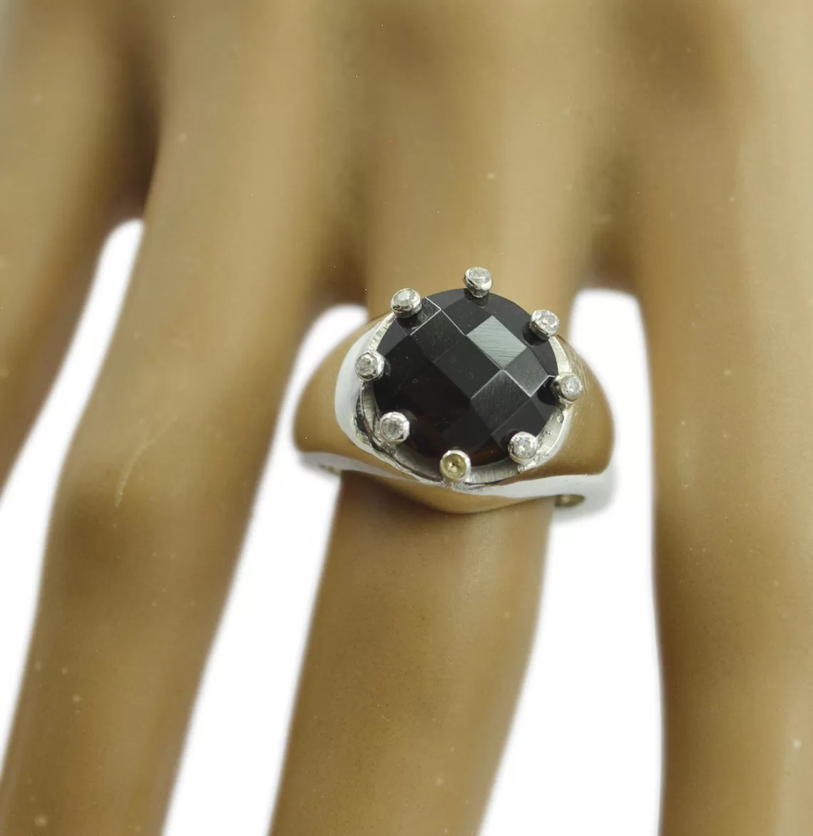 Good Stone Smoky Quartz Sterling Silver Ring Large Jewelry Armoire