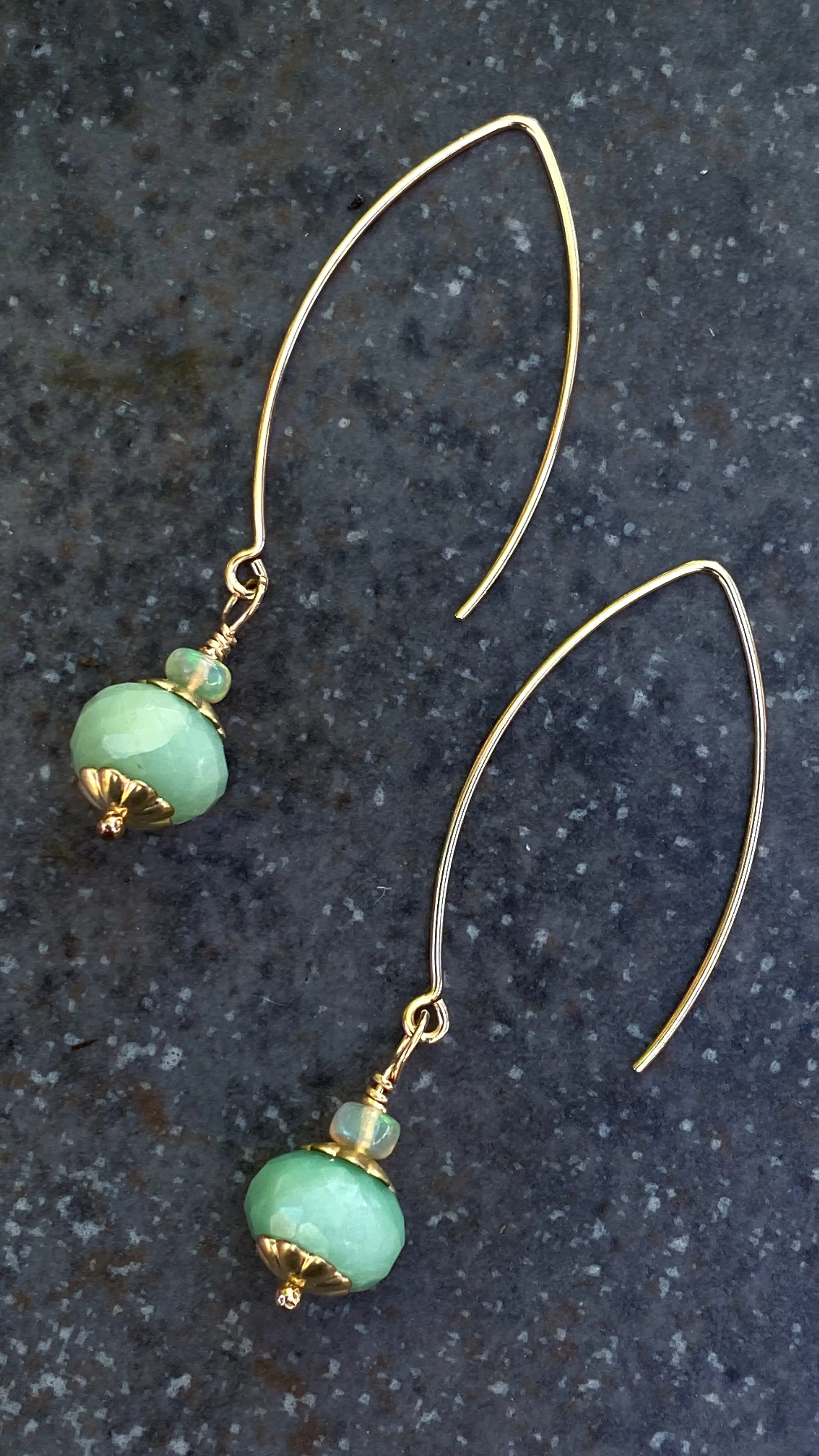 Green Australian Opal Dangle Earrings