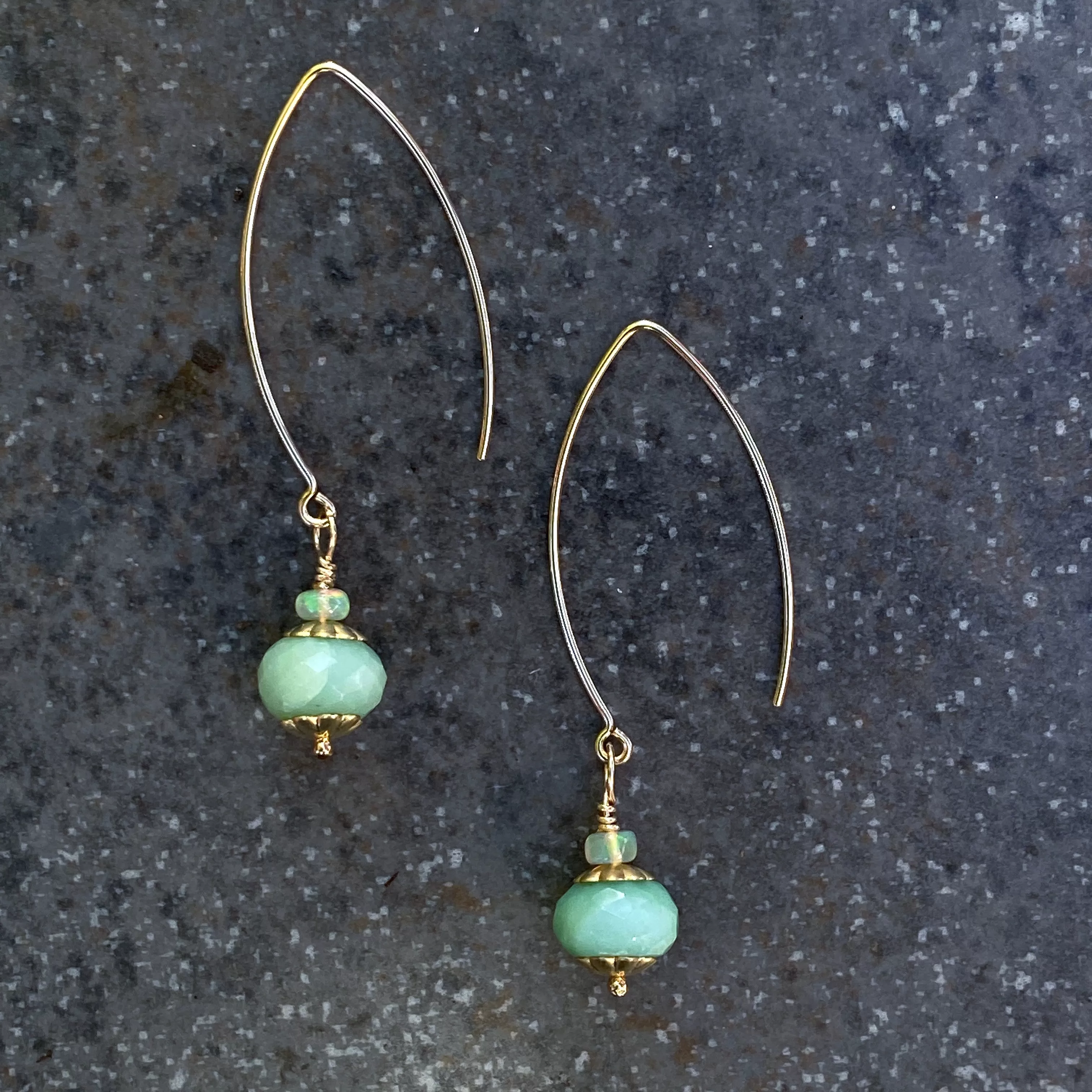 Green Australian Opal Dangle Earrings