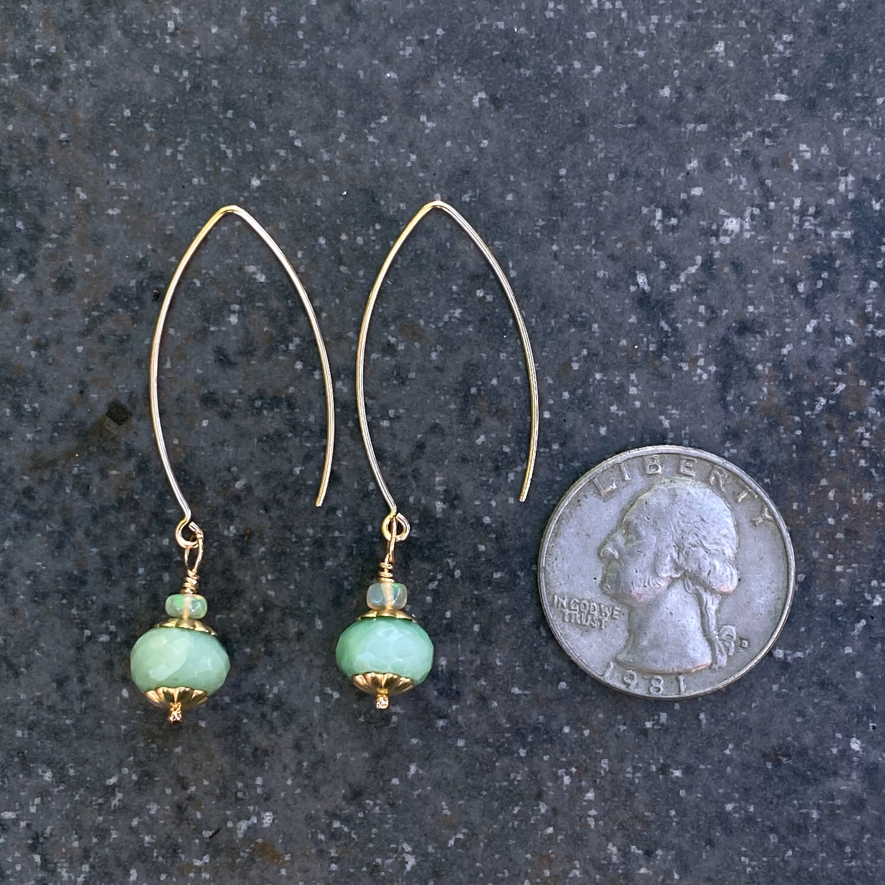 Green Australian Opal Dangle Earrings