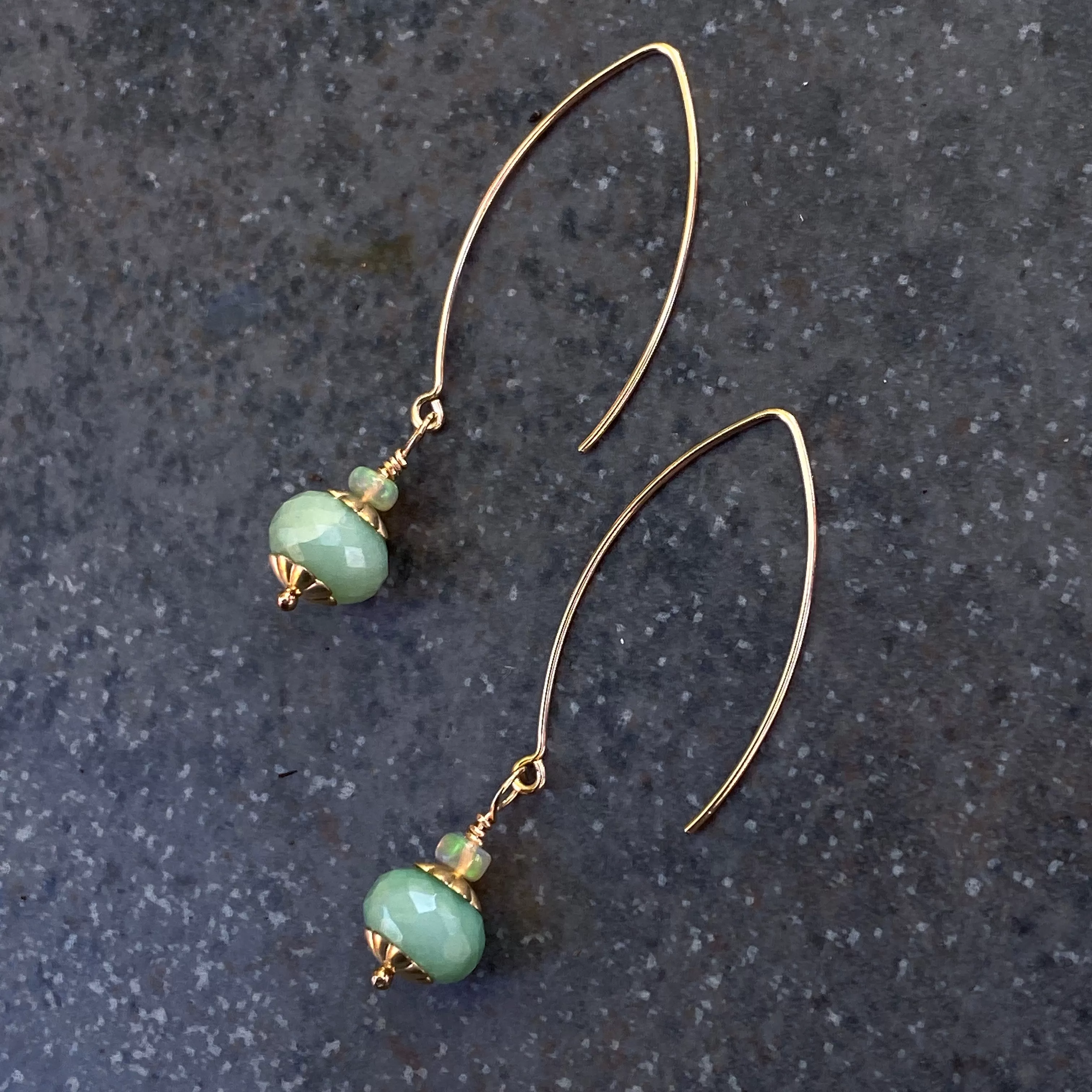 Green Australian Opal Dangle Earrings