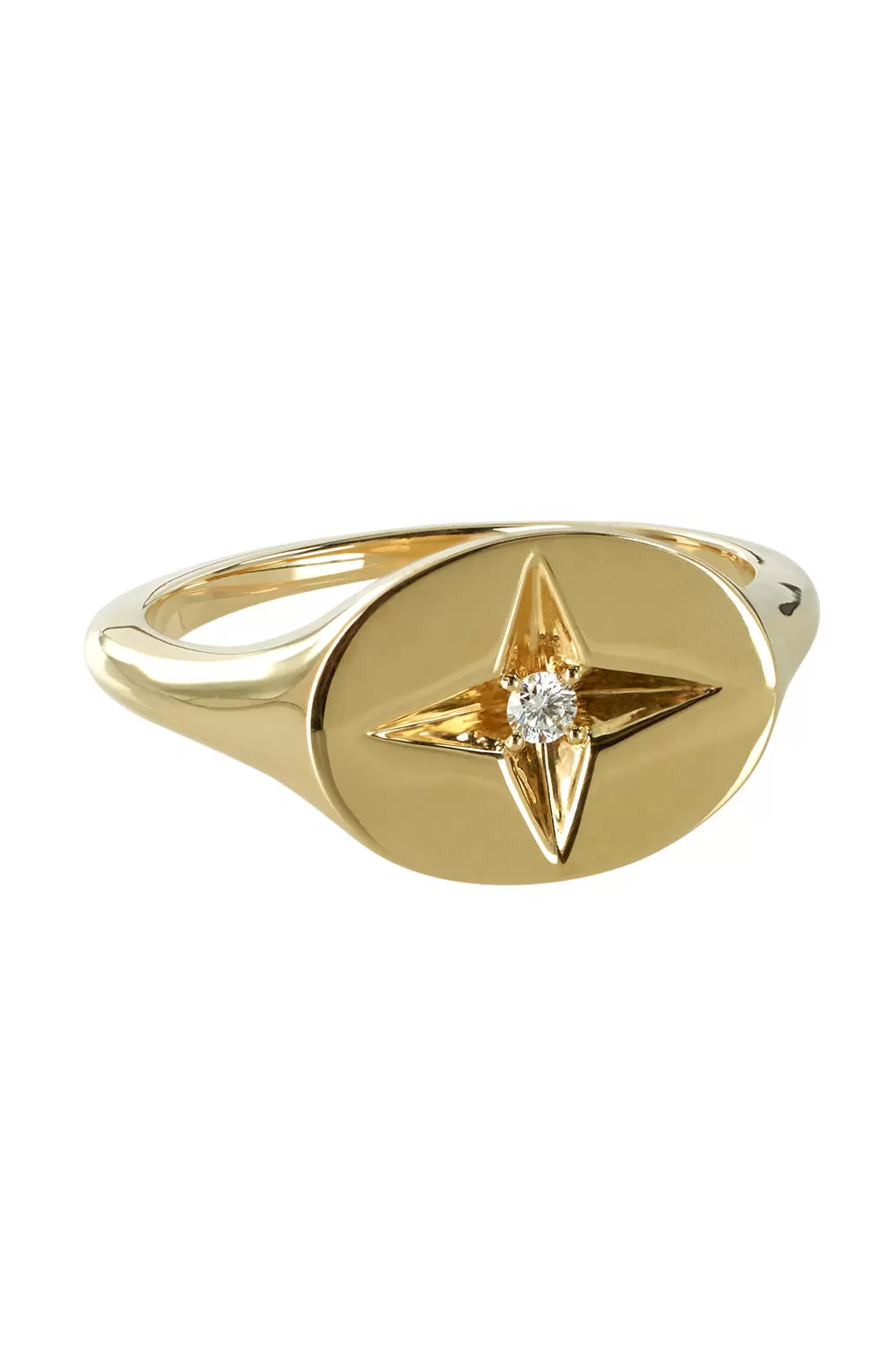 Guiding Star Pinky Ring in 14K Yellow Gold with White Diamond