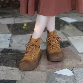 Handmade Brown Leather Flat Ankle Boots - TF143 Women's Casual Shoes