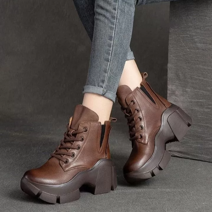 Handmade Leather Ankle Boots - Women's Casual Shoes EJ927