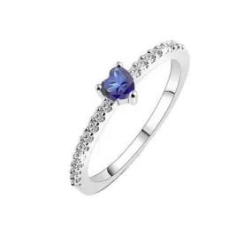 Heart-Shaped Sapphire Diamond Ring - S925 Sterling Silver