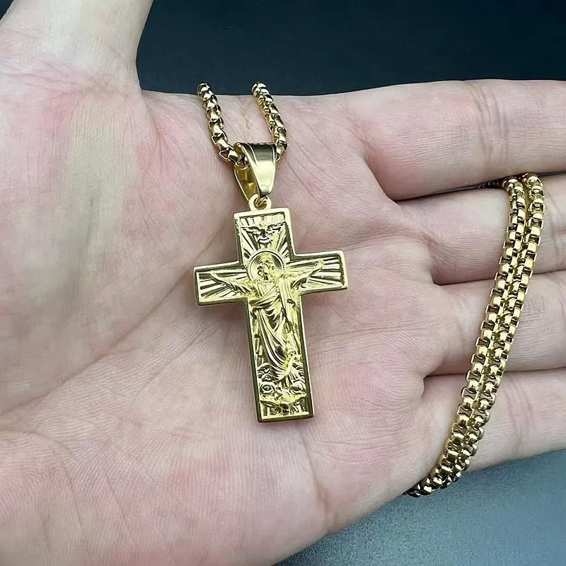 Hip Hop Messiah Cross Gold Pendant