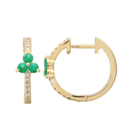 Huggie Hoops with Emeralds & Diamonds