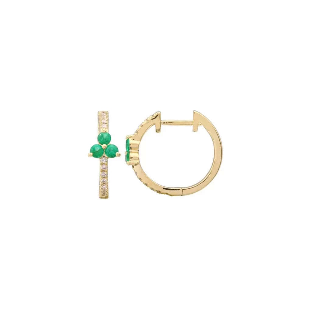 Huggie Hoops with Emeralds & Diamonds