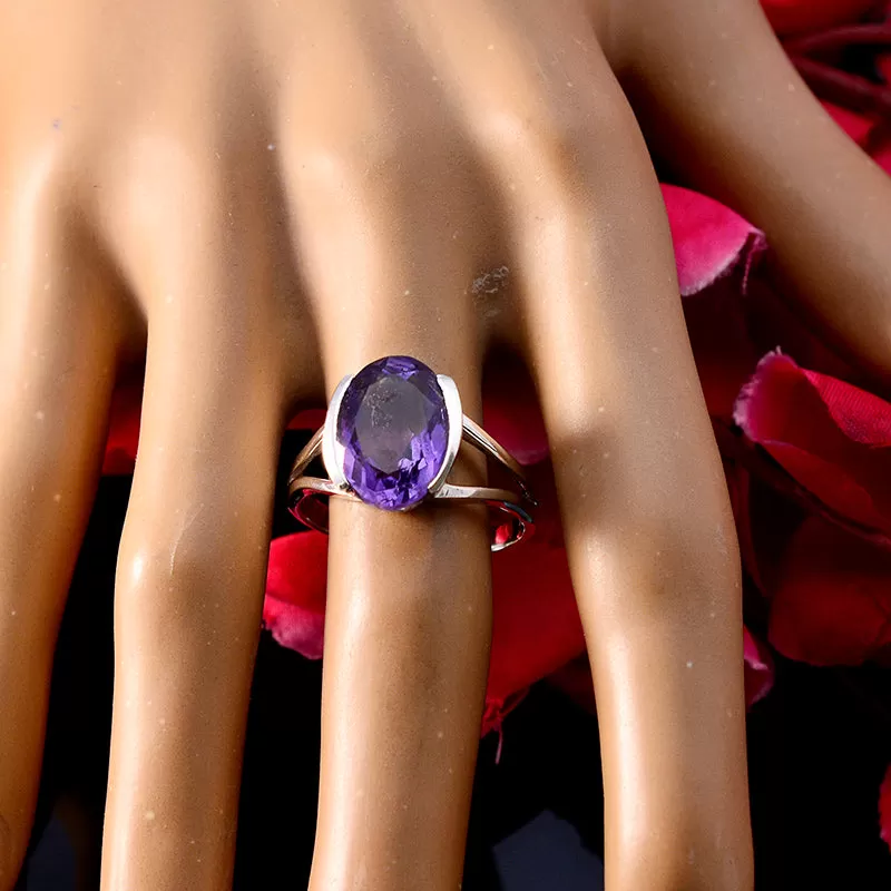 India Gems Amethyst Sterling Silver Rings American Diamond Jewelry