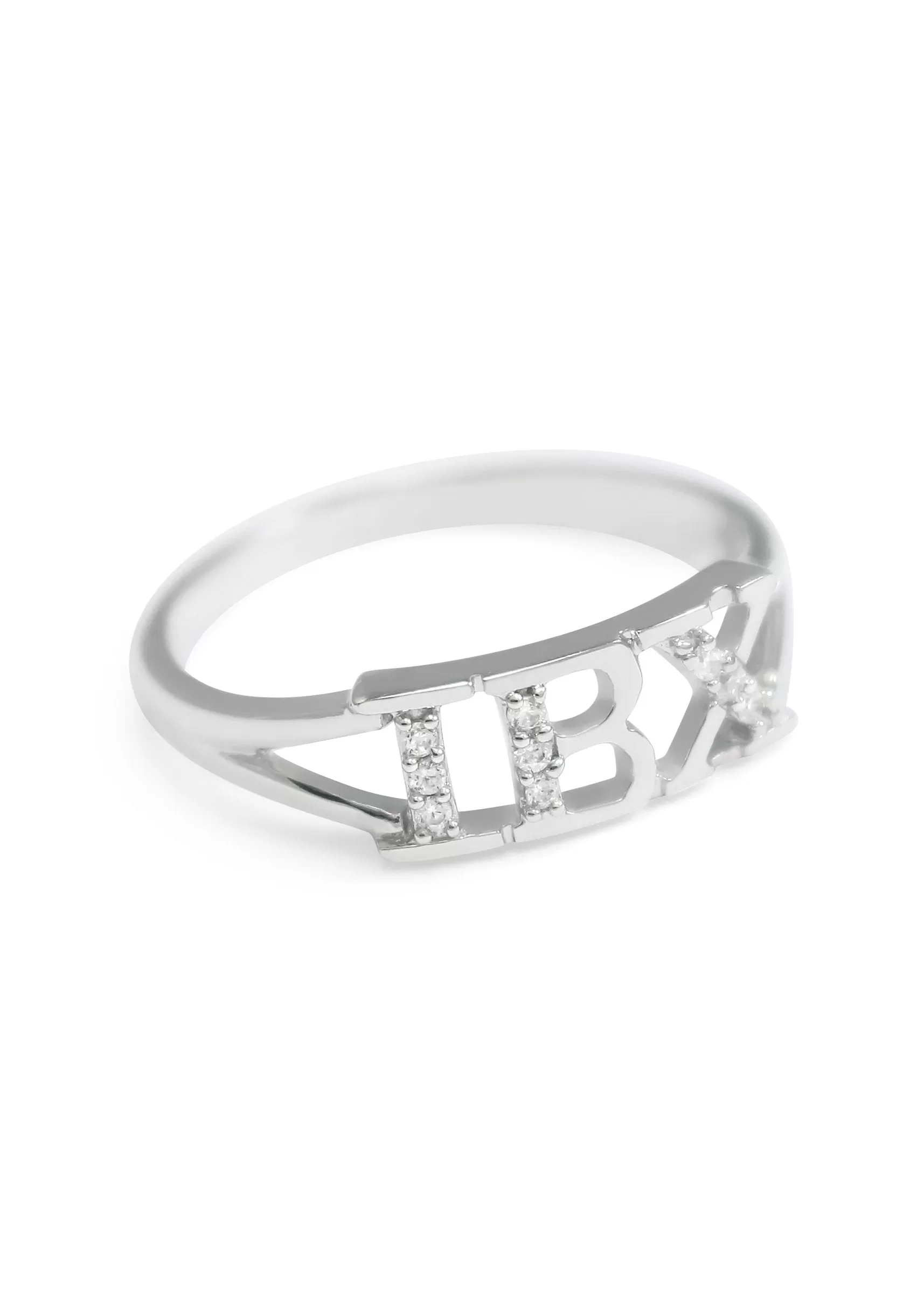 Iota Beta Chi Sterling Silver Ring with Simulated Diamonds