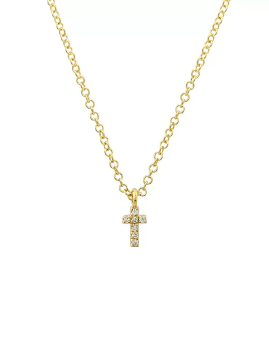 Kid Mini Diamond Cross Necklace 14K