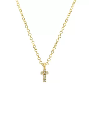 Kid Mini Diamond Cross Necklace 14K