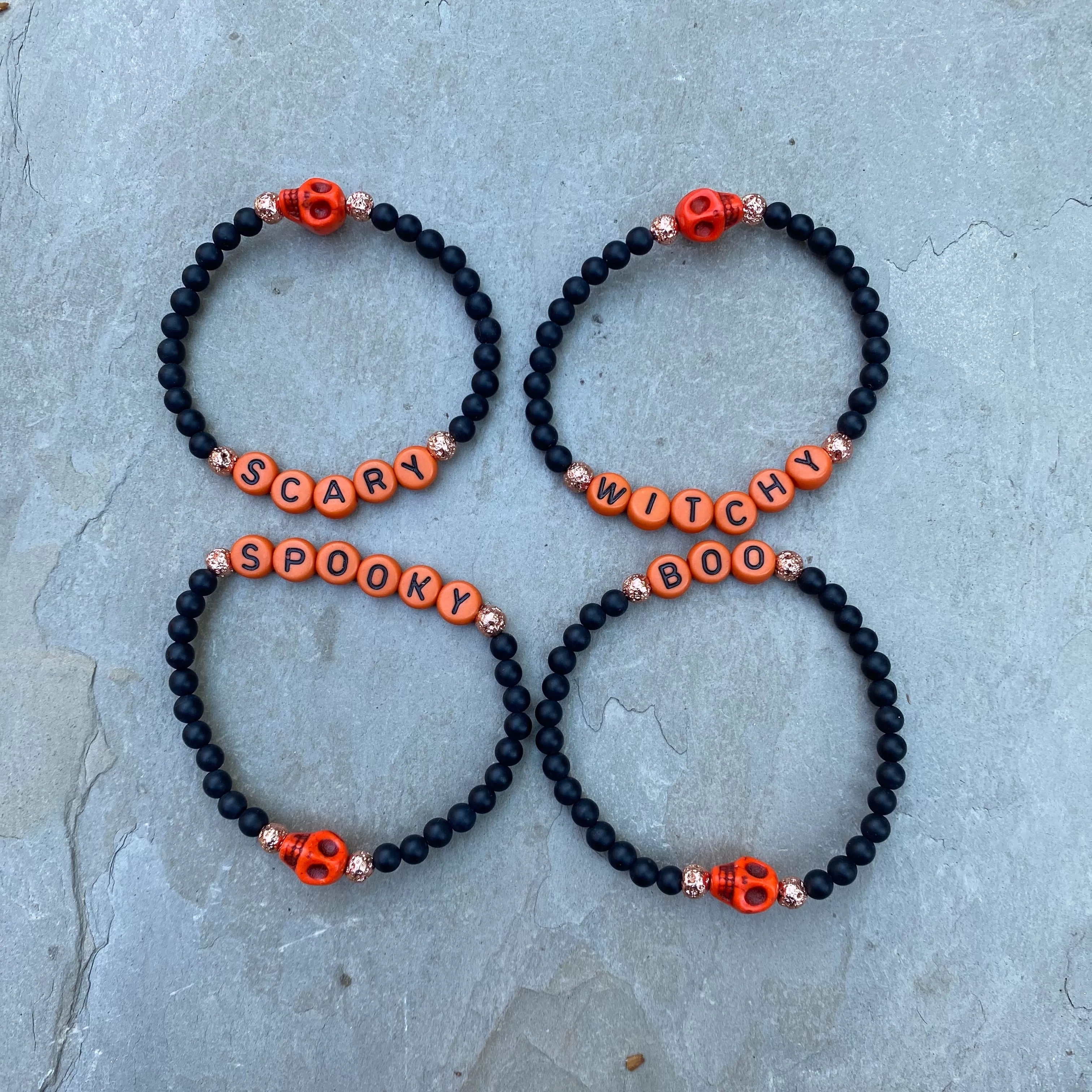 Kids Halloween theme Gemstone Skull Bracelets