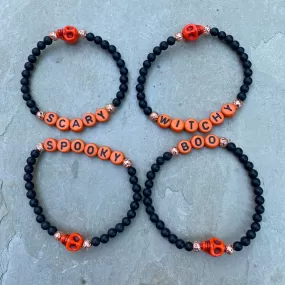 Kids Halloween theme Gemstone Skull Bracelets