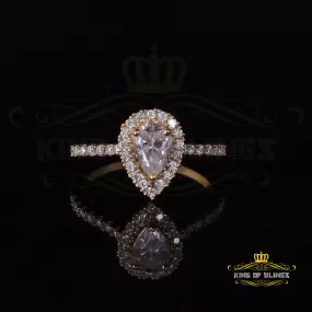 King Of Blings  10K Yellow Gold 1.50CT 'VVS' 'FL' D clr Pear Cut Moissonite Womens Ring Size 7