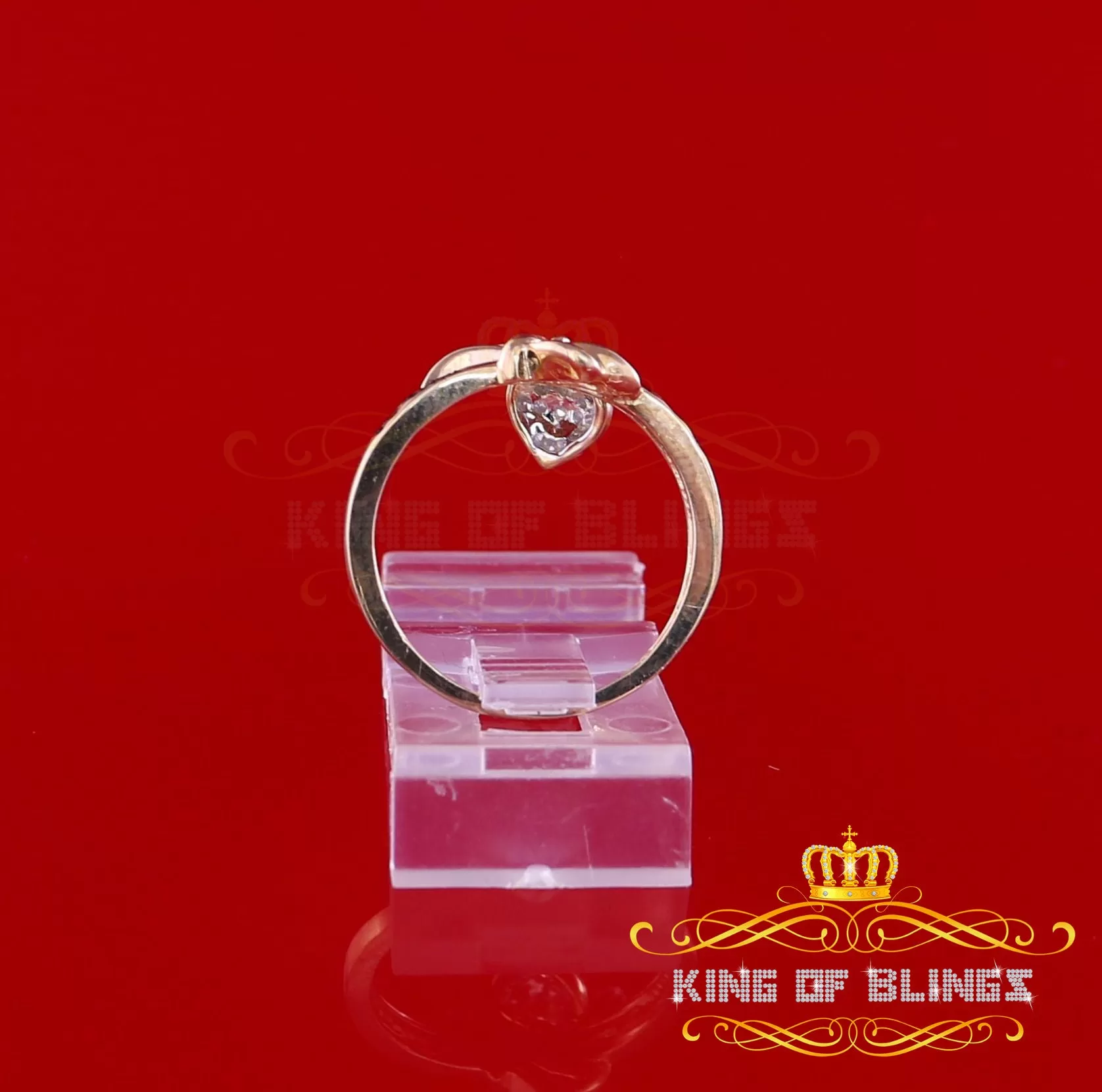 King of Bling's  Real 0.05ct Diamond Real 10kt Yellow Gold Fancy LOVE YOU HEART Charm Ring Size 7