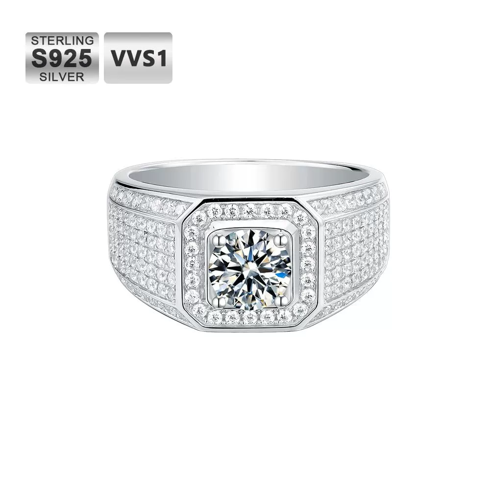 KRKC&CO 3.0 Carats VVS1 Moissanite Men Ring