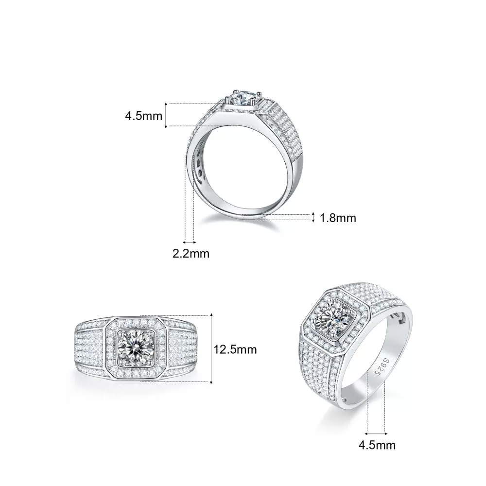 KRKC&CO 3.0 Carats VVS1 Moissanite Men Ring