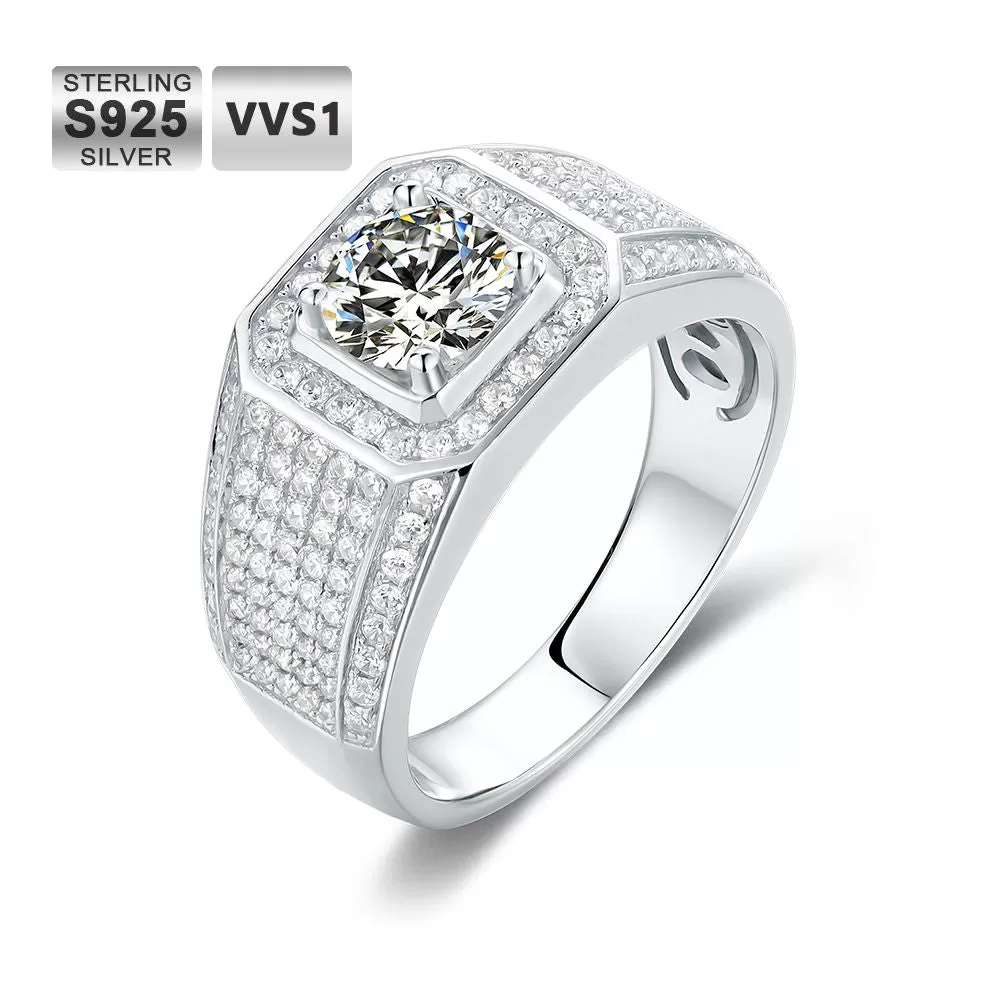 KRKC&CO 3.0 Carats VVS1 Moissanite Men Ring