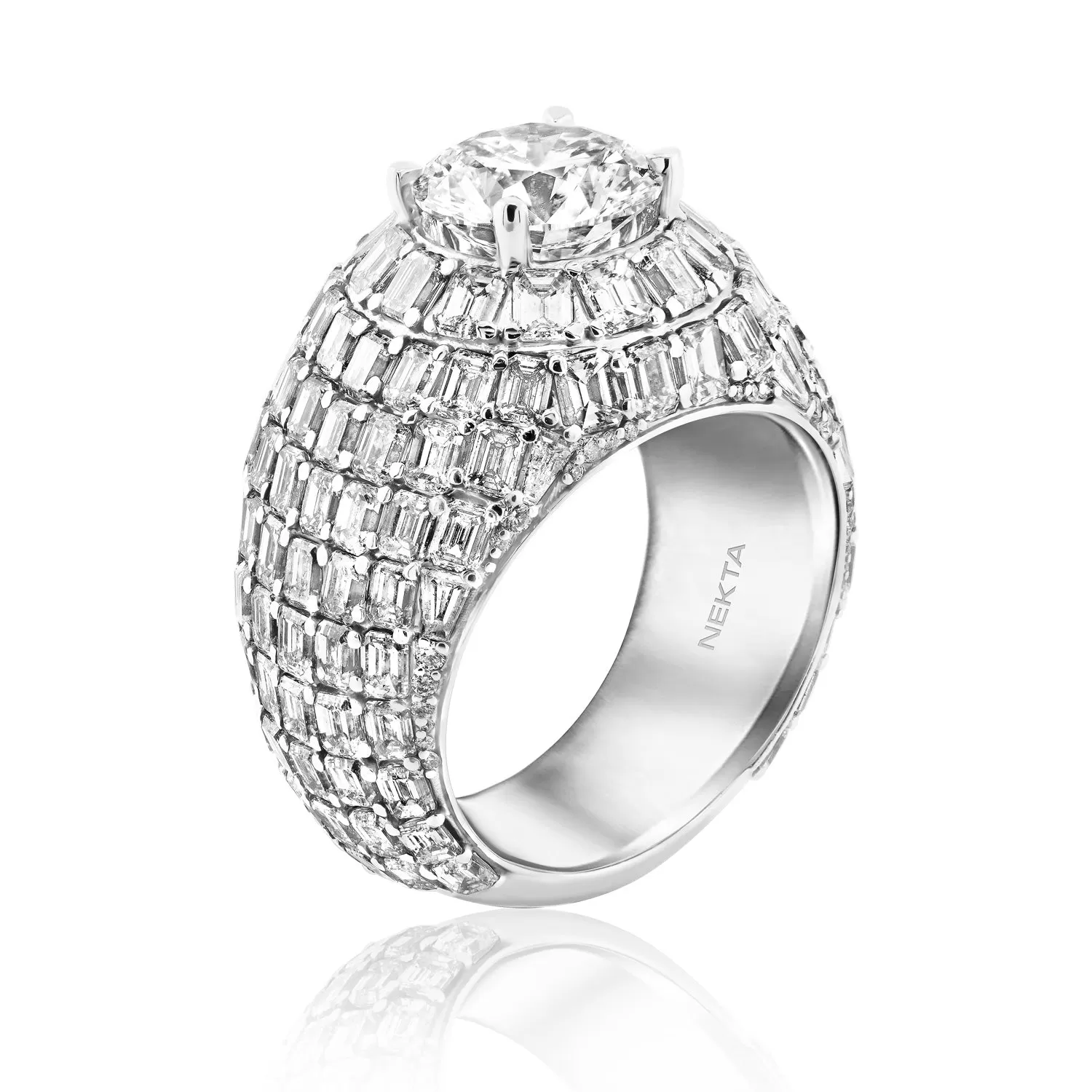 Leighanna 16 Carat G VS1 Round Brilliant Lab-Grown Diamond Chandelier Engagement Ring in 14k White Gold