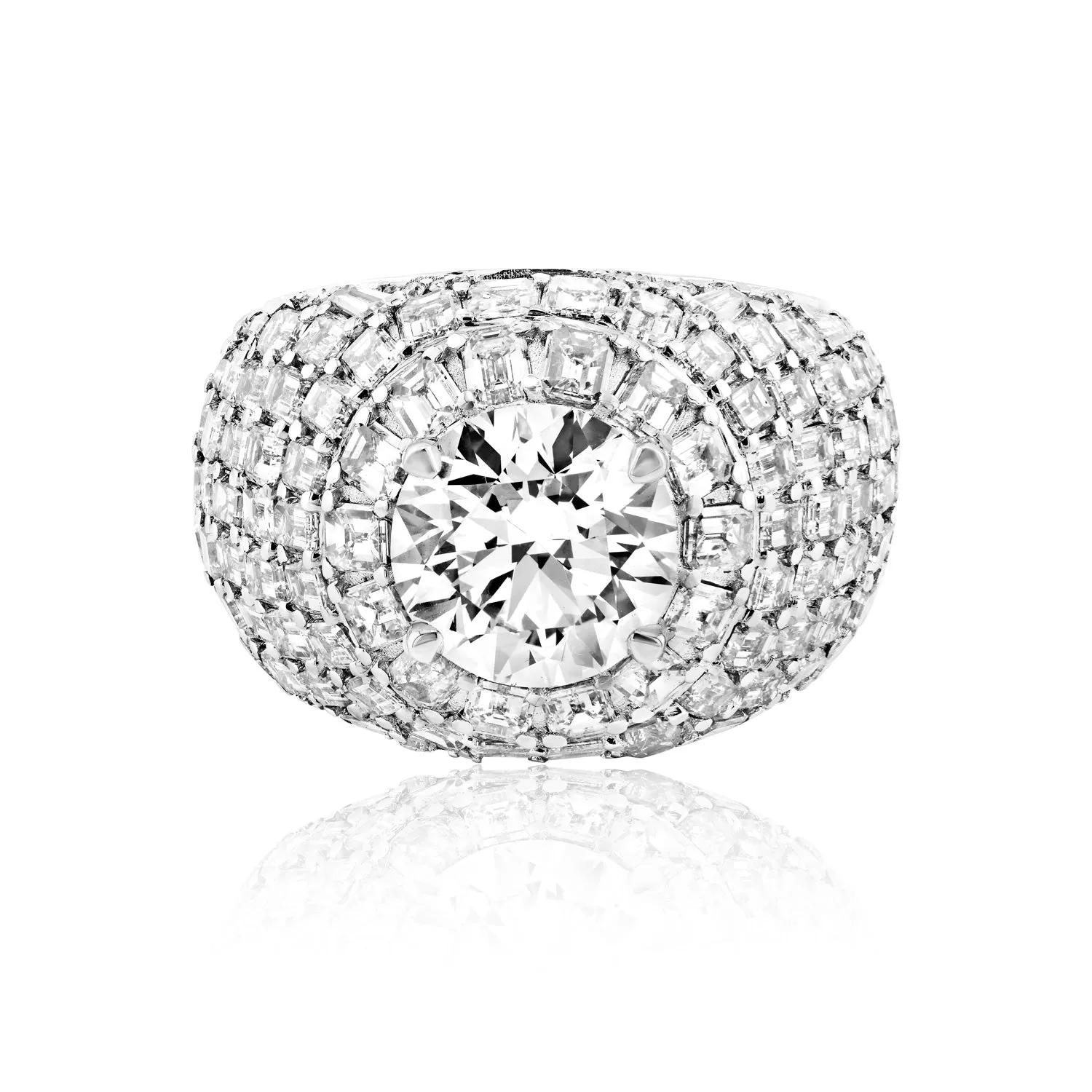 Leighanna 16 Carat G VS1 Round Brilliant Lab-Grown Diamond Chandelier Engagement Ring in 14k White Gold