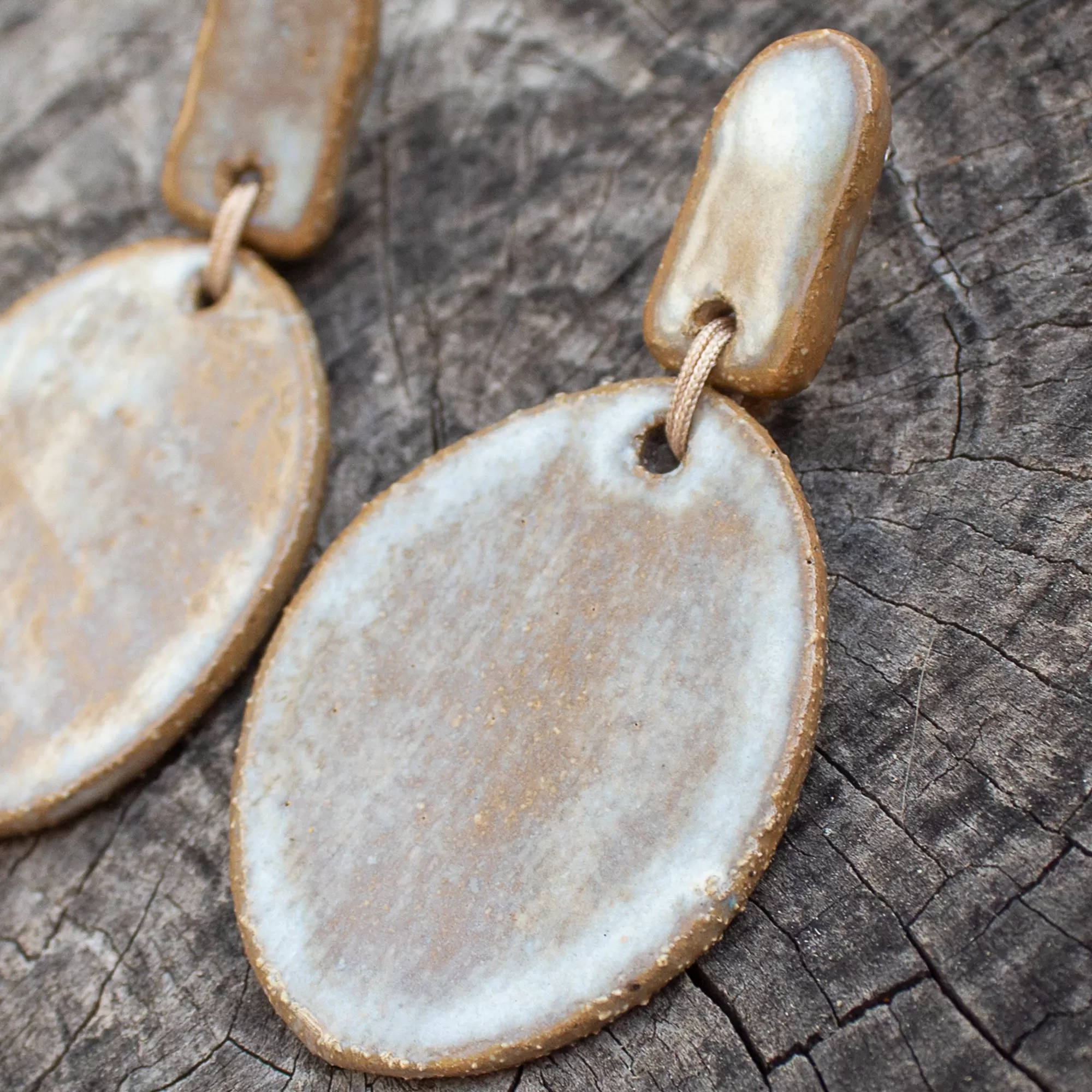 Long Oval Statement Ceramic Earrings